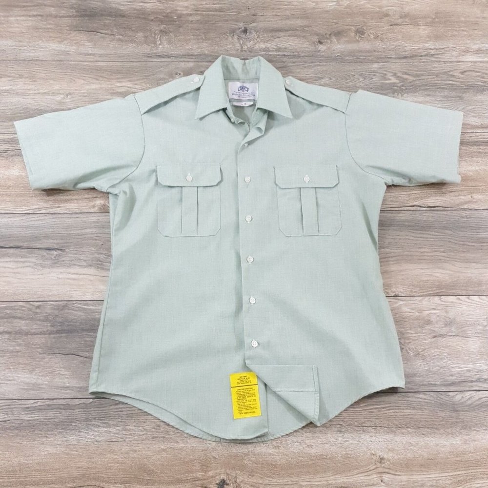 Military Mens AG-415 Short Sleeve Shirt Green Size 16 Costume Dress Casual USA